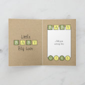 新生児ガールビッグラブ素朴な緑の黄色 カード (内部)