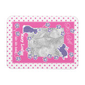 新生児ガールフォトマグネット、可愛いバニーウサギ マグネット (横)