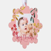新生児ガールメリークリスマス オーナメントカード (左)