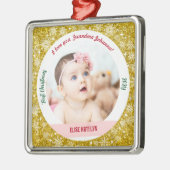 新生児ガール写真1stクリスマスグランマゴールデン メタルオーナメント (左)