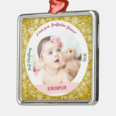 新生児ガール写真1stクリスマスゴッドファーザー黄金 メタルオーナメント (左)