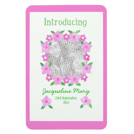 新生児ガール告知フレキシブルマグネット マグネット (縦)