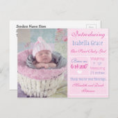 新生児ガール発表葉書のご紹介 案内ポストカード (正面/裏面)