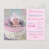 新生児ガール発表葉書のご紹介 案内ポストカード (正面)