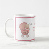 新生児ガール誕生情報かわいいベビーキャリッジ コーヒーマグカップ (左)
