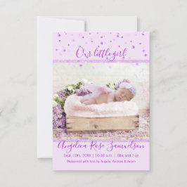 新生児ガール誕生統計ラベンダー薄紫 | フォト 案内状