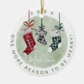 新生児キープサケ水のカラーファミリストッキング セラミックオーナメント (正面)