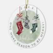 新生児キープサケ水のカラーファミリストッキング セラミックオーナメント (左)