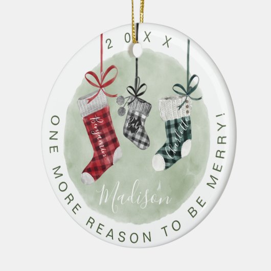 新生児キープサケ水のカラーファミリストッキング セラミックオーナメント (左)