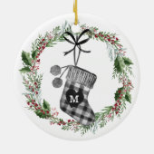 新生児キープサケ水のカラーファミリストッキング セラミックオーナメント (裏面)