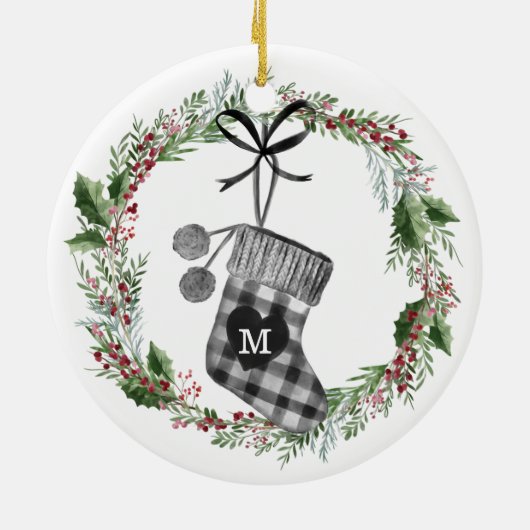 新生児キープサケ水のカラーファミリストッキング セラミックオーナメント (裏面)