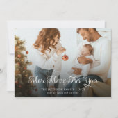 新生児クリスマス家族の写真 シーズンカード (正面)