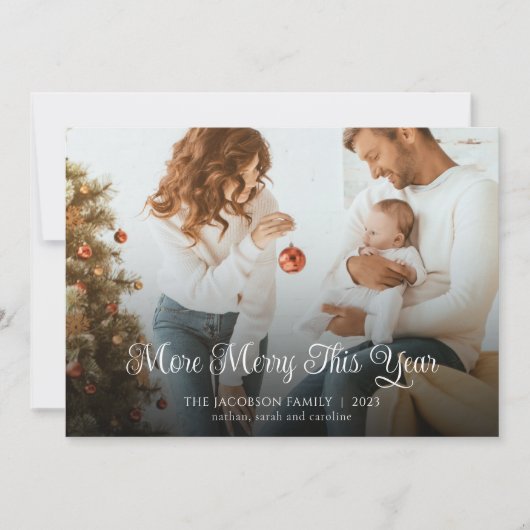 新生児クリスマス家族の写真 シーズンカード (正面)