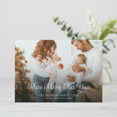 新生児クリスマス家族の写真 シーズンカード (スタンド正面)