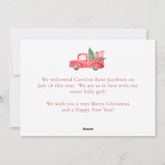 新生児クリスマス家族の写真 シーズンカード (裏面)