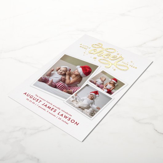 新生児クリスマス誕生フォイルホリデーカード 箔シーズンカード (回転した状態)