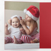 新生児クリスマス誕生発表ホリデー 三つ折りクリスマスカード (内部最初)