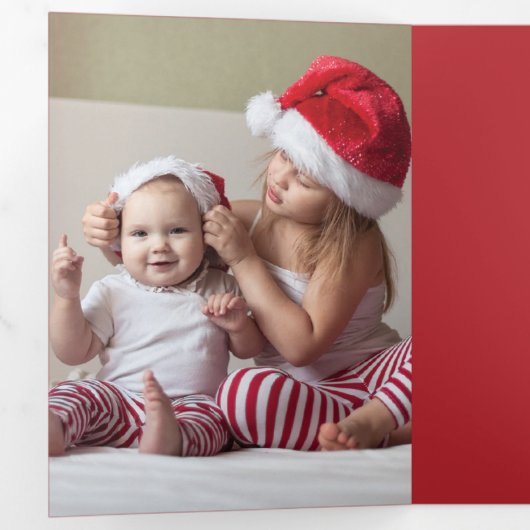 新生児クリスマス誕生発表ホリデー 三つ折りクリスマスカード (内部最初)