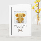 新生児クロチェットエレファントグリーティングカードカスタム カード (黄色い花)