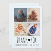 新生児サンキューカードと写真、コラージュ写真 招待状 (正面/裏面)