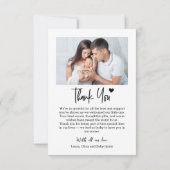 新生児サンキューハートフォトモダン誕生 案内状 (裏面)