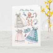 新生児シスター紙人形グリーティングカード カード (黄色い花)