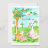 新生児シャワーガール童話の動物 招待状 (正面)