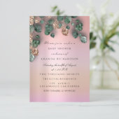 新生児シャワーグリッター足バラグリッター葉 招待状 (スタンド正面)