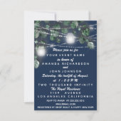 新生児シャワー足グリッターシルバーガールボーイネイビー 招待状 (正面)