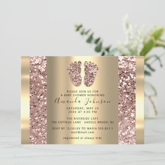 新生児シャワー足バラグリッターボーイガーリー 招待状 (スタンド正面)
