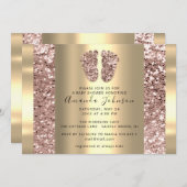 新生児シャワー足バラグリッターボーイガーリー 招待状 (正面/裏面)