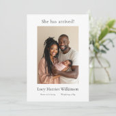 新生児シンプル写ミニマル真誕生告知 招待状 (スタンド正面)