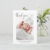 新生児シンプル写真ありがとうお誕生日おめでとう 招待状 (スタンド正面)