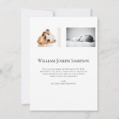 新生児シンプル写真ありがとうお誕生日おめでとう 招待状 (裏面)