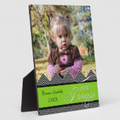 新生児ジグザグシェブロンモダンフォパーソナライズされたト フォトプラーク (側面)