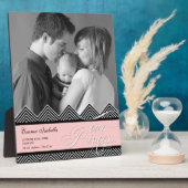 新生児ジグザグシェブロンモダンフォパーソナライズされたト フォトプラーク (側面)