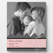 新生児ジグザグシェブロンモダンフォパーソナライズされたト フォトプラーク (正面)