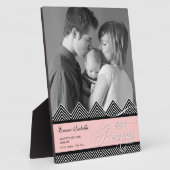 新生児ジグザグシェブロンモダンフォパーソナライズされたト フォトプラーク (側面)