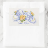 新生児ステッカーベビーイエローバラ付き靴 長方形シール (バッグ)