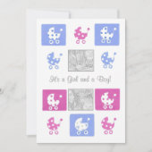 新生児ツインズ発表フォトカード 案内状 (正面)