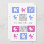 新生児ツインズ発表フォトカード 案内状 (正面/裏面)