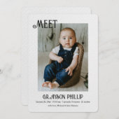 新生児テクスチャフレームの写真の発表 案内状 (正面/裏面)