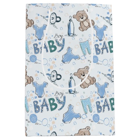 新生児テディベア ミディアムペーパーバッグ (正面)