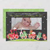 新生児トレインクリスマスホリデーグリーティングカード シーズンカード (正面/裏面)