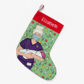 新生児ナースステーションクリスマスデコレーション スモールクリスマスストッキング (正面 (吊り時))