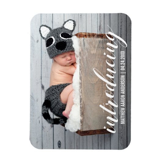 新生児ハートの紹介お知らせ写真W マグネット (縦)