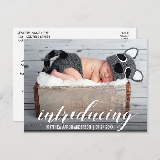 新生児ハートの紹介お知らせ写真W 案内ポストカード (正面/裏面)