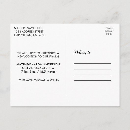 新生児ハートの紹介お知らせ写真W 案内ポストカード (裏面)