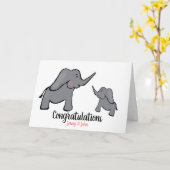 新生児パーソナライズされたガールエレファントマザー&チャイルド カード (黄色い花)