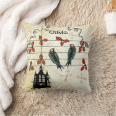 新生児パーソナライズされたガールズルームかわいい鳥 クッション (ブランケット)